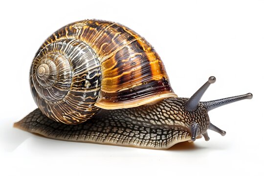 Brown and black shelled snail