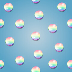 Rainbow drops on a sky background, seamless pattern 