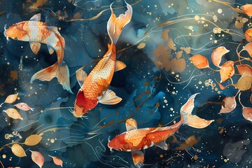 Multiple fish move in water
