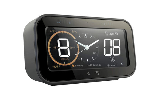 Sleek Smart Alarm Clock Isolated on Transparent Background