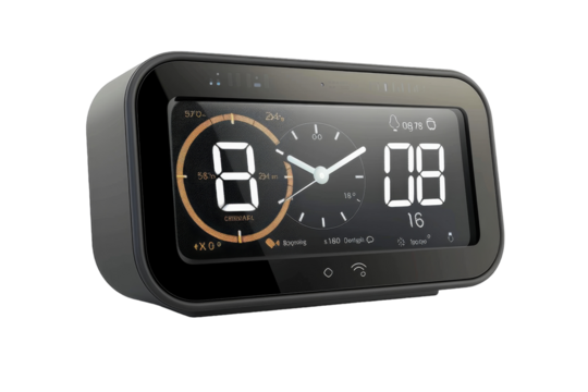 Sleek Smart Alarm Clock Isolated on Transparent Background - Powered by Adobe