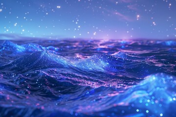 3d illustration of the glittering sky and sea background
