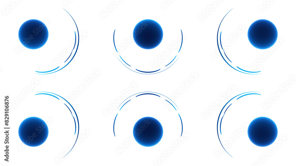 Poster pulsating rows of circles on white background. motion. pulsating circles with effect of filling pain