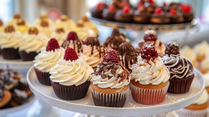 Sweet bakery cupcakes different colors wallpaper background