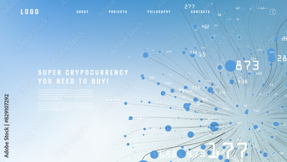 Poster landing page abstract design with big data. template for website or app.