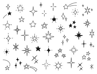 手書きのキラキラや星のイラストのセット