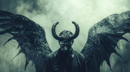 Demon with wings and horns wallpaper background