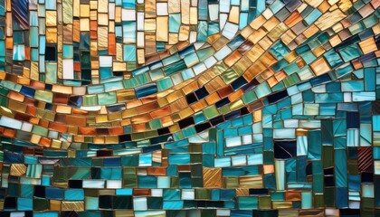 Colorful mosaic art with wave pattern