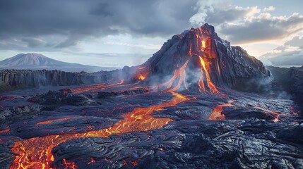 erupting from the volcano