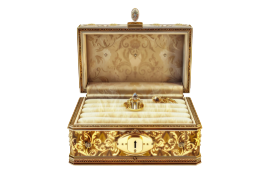 Luxurious Jewelry Box Design Isolated on Transparent Background