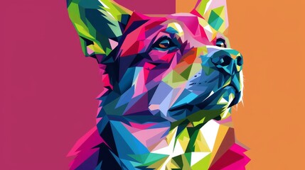 Obraz premium Geometric dog with different colors decoration wallpaper background