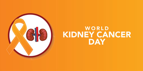 National Kidney Cancer Awareness Month. Orange Color Ribbon  Background. Vector Design Template For Poster. Illustration. Kidney Cancer Awareness Month Symbol Closeup. World Kidney Cancer Day Concept
