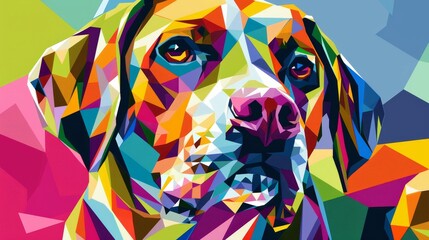 Geometric dog with different colors decoration wallpaper background