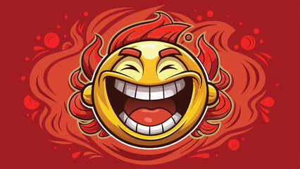 happy emoji face, red theme, background