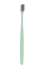 Green toothbrush on white background