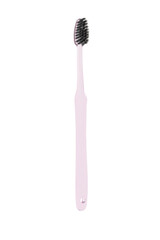 Pink toothbrush on white background