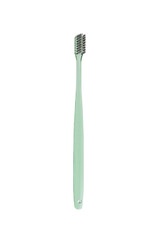 Green toothbrush on white background