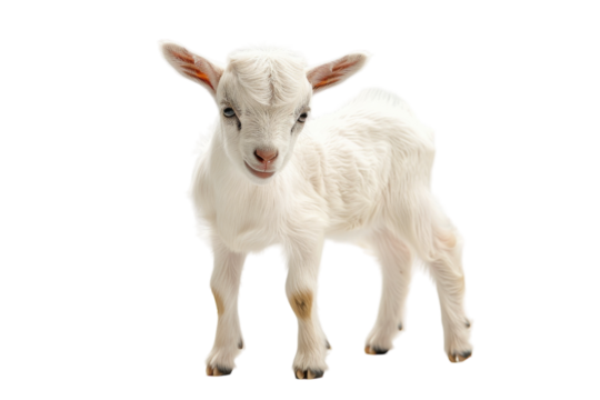 Adorable Baby Goat Isolated on Transparent Background