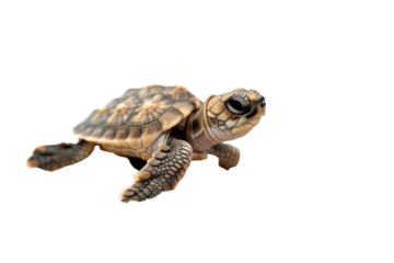Cute Baby Turtle Isolated on Transparent Background