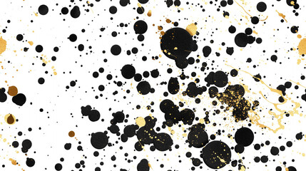 Black and gold drips over an all white background, Illustration, seamless pattern