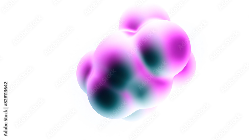 Poster abstract 3d deformed figure. design. surrealistic object based on pulsating spheres on a white backg