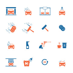 Car wash vector icon set	