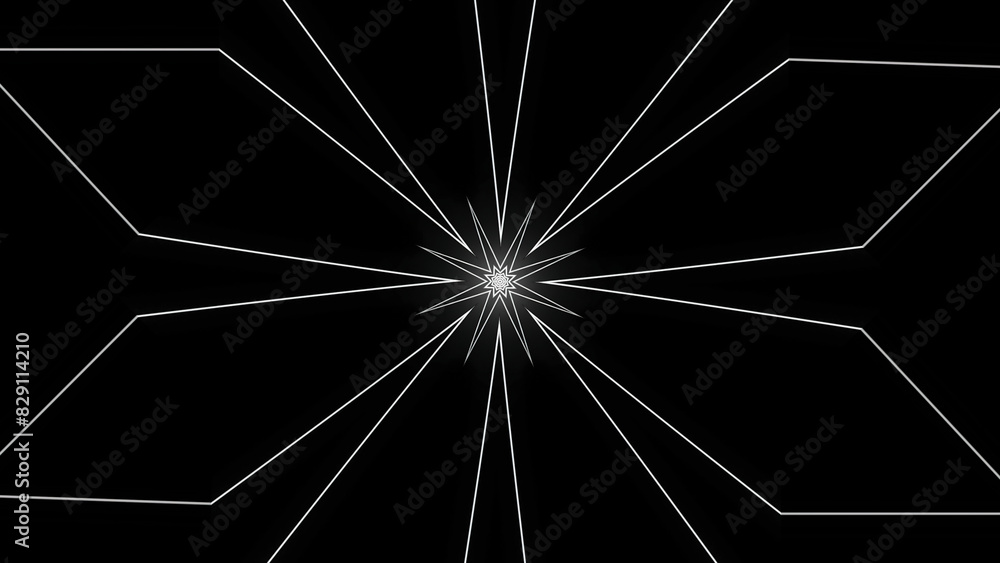 Poster geometric floral pattern with flashing movements. animation. cyber pattern with geometric lines on b