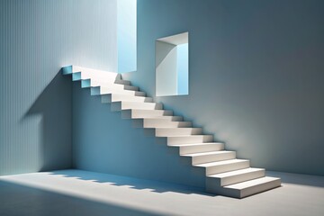 Fototapeta premium A minimalist illustration depicting a series of abstract geometric stairs in a monochromatic color palette