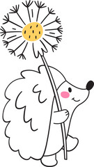 Hedgehog With Dandelion Doodle