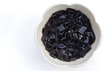 Grass jelly, herbal dessert. Mesona chinensis