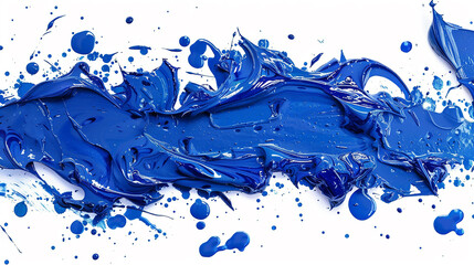 Bold blue pnt splatter with intricate patterns and glossy texture. Isolated element for versatile use. Perfect for artistic compositions.