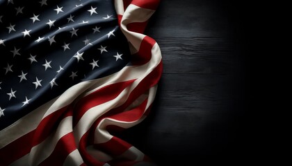 American flag with rustic wooden texture background. Independence Day, Memorial Day, 4th of July. Space for text.