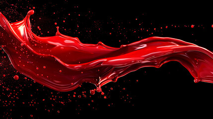 Vibrant red pnt splash with dynamic swirls and droplets. Isolated element for versatile use. High-quality illustration.