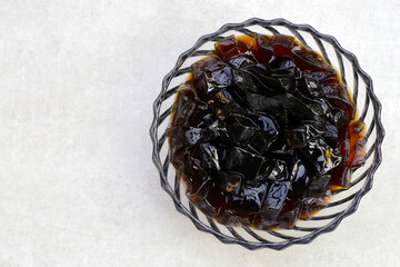 Fototapeta premium Grass jelly, herbal dessert. Mesona chinensis
