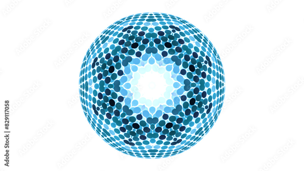 Poster round shaped abstract sparkling disco ball. motion. mosaic tiles creating symmetrical pattern.