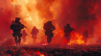 A group of special forces and terrorists fight in the street,generative ai