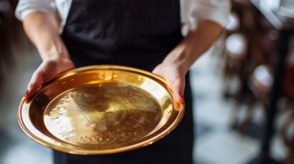 Waiter carrying empty plate template wallpaper background