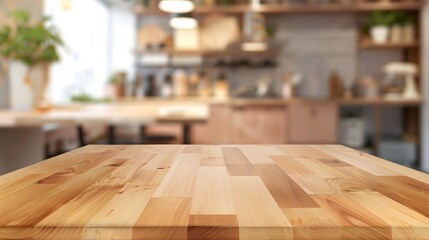 キッチンに置かれた木製のテーブル