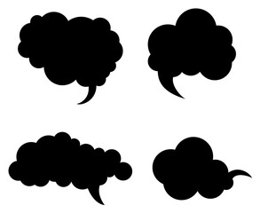 Black cloud speech bubbles set