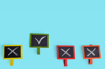 Making a choice or decision between the right and the wrong. To accept or to reject. Decision making in business.