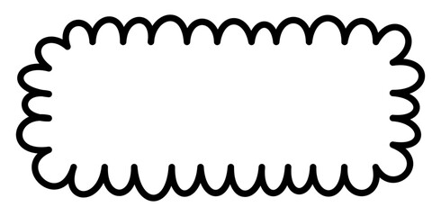 black outlined speech bubble with a scalloped edge design