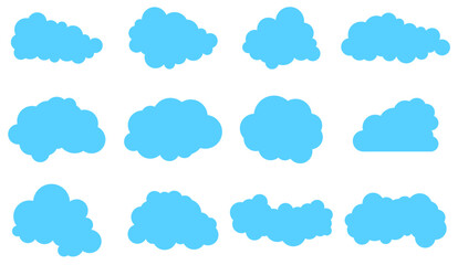 Set of Blue Cloud-Shaped Icons