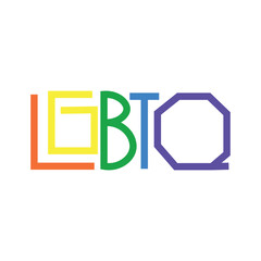 letras o siglas lgbtq del mes Pride con colores del Arcoiris estilo logotipo