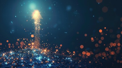 Illustration of a glowing upward arrow on a dark background, highlighting advancement and future potential