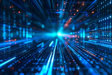 Blue abstract lines coming together and defining the direction, technology background.