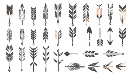 Hand drawn arrows collection Set simple flat arrows isolated on white background. Arrow mark icons and arrow paint. Stock vector 3D avatars set vector icon, white