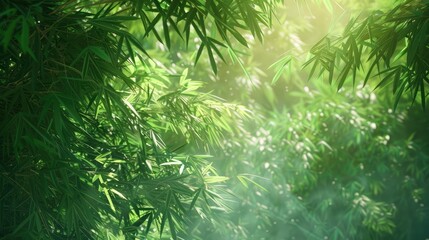 A dense cluster of green bamboo, creating a natural canopy and offering a peaceful, shady retreat