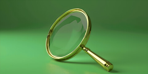 Isolated Magnifying Glass Transparent Magnifier on green background. 