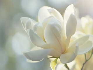 Obraz premium Delicate white flower petals in soft focus