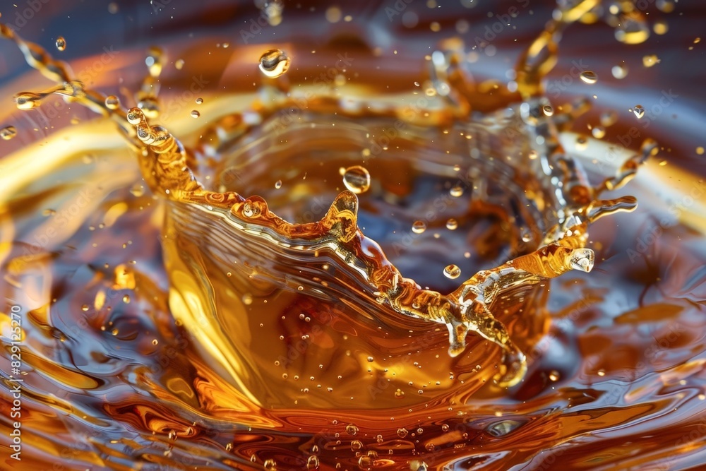 Poster Splashing golden honey or syrup